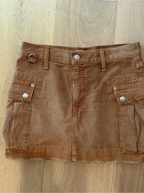 REDONE Women's Brown Cargo Mini Skirt